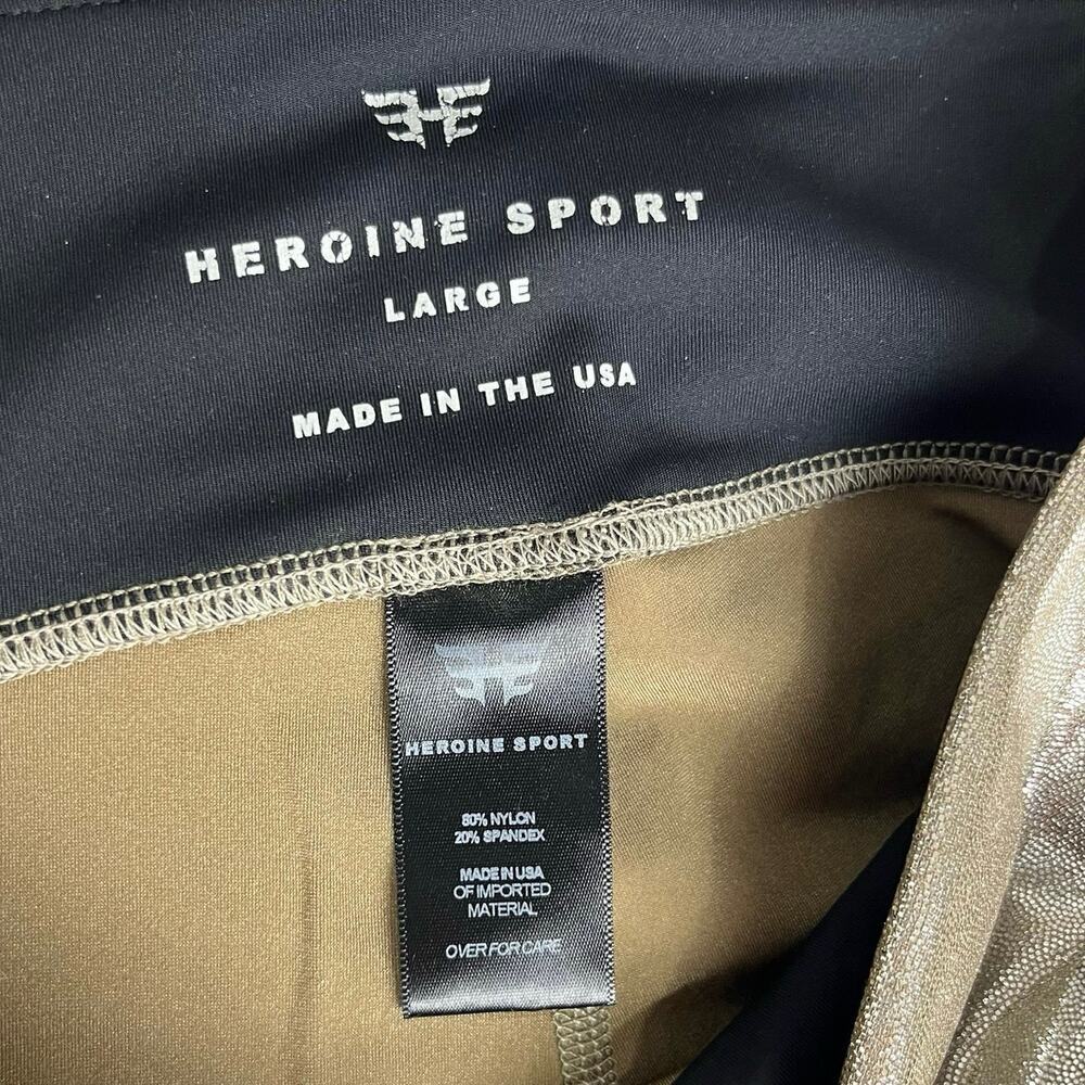 Heroine Sport Marvel Leggings Quartz Size Large Metallic Shine Silver Gold - Picture 10 of 16
